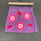 Mini Boden Purple Corduroy Red Floral Skirt Girls Youth Size 9-10
