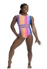 New Simone Biles Gk Leotard Gymnastics Rainbow Candy Ombre Sequin Bling Sz   Cxs