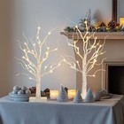  2 Pcs Lighted Birch Tree Battery Powered Tabletop Tree White Birch Tree -2