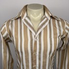 Vtg 60s 70s Dress Shirt Mcm Atomic Disco Collar Mod Striped Medium Mens 15 5 35