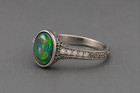Natural Ethiopian Black Opal Ring 6x8 Mm 925 Sterling Silver Vintage Oval Cab