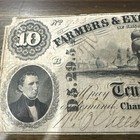1853  10 Farmers      Exchange Bank  charleston  Sc  Obsolete Note Currency