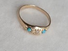 Victorian 10k Baby Ring With Turquoise   Seed Pearl Small Size 0