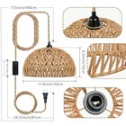 1pc Bohemian Farmhouse Rattan Chandelier  Hand-woven Wicker Ceiling Light Brown