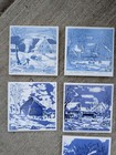 Vintage Currier And Ives Blue White Ceramic Tiles 6x6 Lot Of 7 - Craft Mosaic   