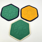 Nwot Vintage Hand Made Colorful Hexagon Quilted Pot Holders Lot Of 3 Size 8 1 2 