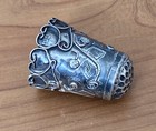 Antique Taxco Mexico 925 Sterling Silver Ornate Swirl   Flowers  Leafs Thimble