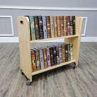 Wood Book Cart Library Cart Pew Cart Magazine Rack Moving Cart Rolling Storage