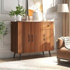 Sideboard Cabinet 3 Doors Dining Buffet With Storage Drawer   Adjustable Shelves