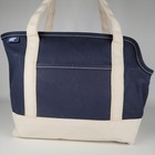 Lands  End Blue And White Canvas Pet Carrier Tote Bag Small Dog Cat Zip Top 