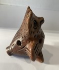 Pre Columbian Ocarina Two Faced Anthropomorphic Clay Pottery Whistle flute