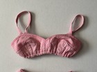 Vintage Bikini Swimsuit Beach 2 Pc Rare Plaid Pink White Size Xs Cotton 