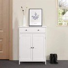 White Wooden Bathroom Floor Cabinet Storage Cupboard W  Shelves For Home Kitchen