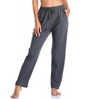 Women s Yoga Pants Dark Grey Large Loose Wide Leg Comfy Stretch Pockets Lounge