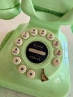 Vintage Corded Telephone 50   s Style Sea Green Retro Rotary Desk Phone