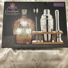 Crown Royal 5 Piece Stainless Steel Bar Tools With Wood Base Holder-free Ship