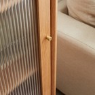 Solid Oak Storage Cabinet With Glass Door  2 Shelves   1 Drawer