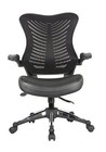 Office Factor Ergonomic Flip Up Arm Office Chair  Back Mesh Bonded Leather Seat 