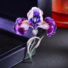 Vintage Purple Iris Brooch Pin Crystal Rhinestone Flower Statement Jewelry Gift