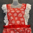 Vintage Handmade 60s Womens Red White Floral Apron Holiday Prairie Cottagecore