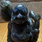 Labradorite Stone  Buddha Buddhist Statue W  Staff   Sack  Sticker  1872 Gm 