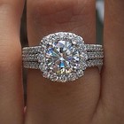 Luxury Cushion Cut Cz Engagement Ring Silver Wedding Band Women Jewelry