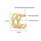 Gold Plated Ear Cuff C Shape Earrings With Cubic Zirconia Unisex Fashion Jewelry