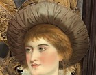 Young Girl W  Hat Victorian Die Cut Large Scrap - L5