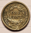 1844 Braided Hair Large Cent Good G Coin  Bent Nice Details On Reverse