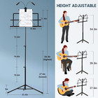 Sheet Music Stand Portable Folding Dual Use Holder With Stand Light