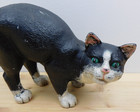 Vintage Cast Iron Black   White Cat Doorstop Arched Back 11 5  Tall 8 Pounds