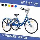 Viribus 26  24  7-speed Adult Tricycle 3-wheel W Basket Heavy Duty 450lbs Bike