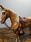 Vintage 1950s Breyer Palomino Western Horse W  Snap Saddle Old Style Reins 10 
