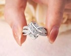Stunning Engagement Band Ring 14k Silver Gold Finish Round Cut White Moissanite