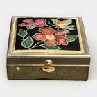 Vintage Small Hinged Cloisonn   Butterfly Flowers Pill Box Trinket Case Enamel