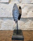 Faux Alligator Snapping Turtle Shell Sculpture On Black Museum Stand     11 5 