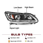 For 2013-2015 Honda Accord Sedan W  Led Drl Projector Halogen Headlights Pair