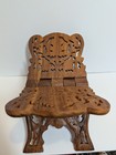 Vintage Handcarved Wooden wood Leaf Book Stand Holder Folding Bible Cookbook