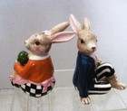Salt   Pepper Mr   Mrs Rabbit Mackenzie Childs Country Stroll In Bx Nos Retired