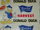 Vtg 1950 s Walt Disney Donald Duck Harvest Wax Bread Wrapper Ungles Baking Iowa