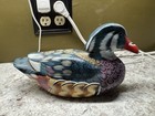 Antique Hand Carved  Hand Painted Solid Wooden Duck - Beautiful Details 
