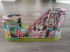 Vintage J  Chein Roller Coaster Wind Up Tin Litho Toy  Two Cars And Original Box