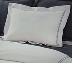 2 Cuddledown King Pillow Shams Hotel Sateen White With Gray Embroidery Cotton