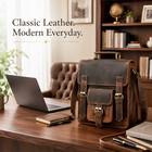 11  Buffalo Leather Sling Bag Men s Dark Brown Crossbody Messenger Bag For Ipad