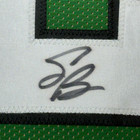 Framed Autographed signed Saquon Barkley 35x39 Kelly Green Jersey Jsa Coa