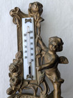 Antique Victorian Ornate Cherub On Pedestal Thermometer On Porcelain  Ex  Cond 
