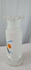 Antique Victorian Hand Blown   Painted Frosted Bristol Glass Vase 1800 s