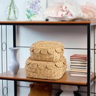 Set Of 2 Scalloped Edge Wicker Basket With Lid