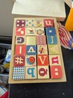Vintage Wooden Alphabet Blocks Educational Toy With Tray For Kids