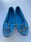 Vintage Turquoise Beaded Moccasins Native American Women   s 10